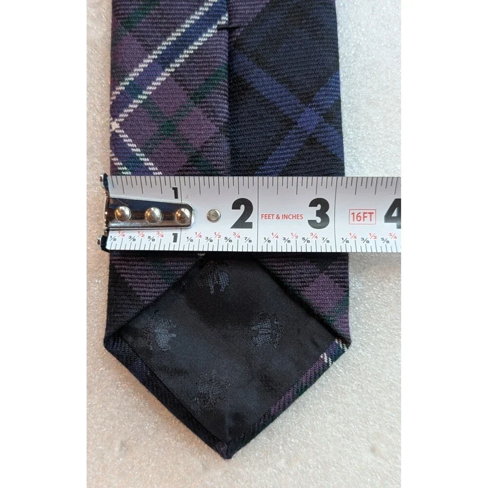 Brooks Brothers Made In USA 100% Wool Tie Purple & Blue Plaid 57